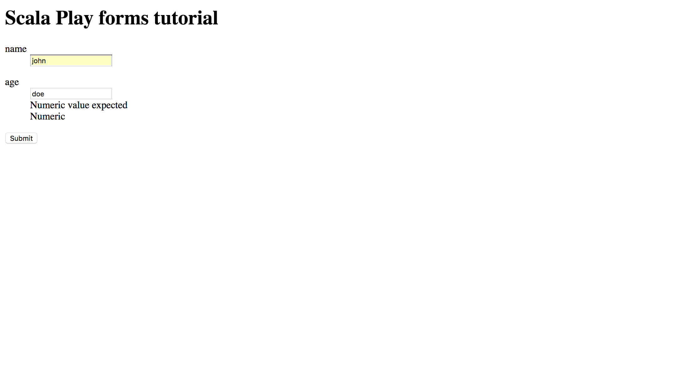 Filled form using Play framework
